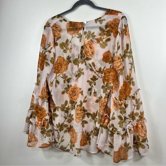 Show Me Your Mumu Nicolette Rose Floral Print Flared Ruffle Sleeve Top Size S - Picture 11 of 12